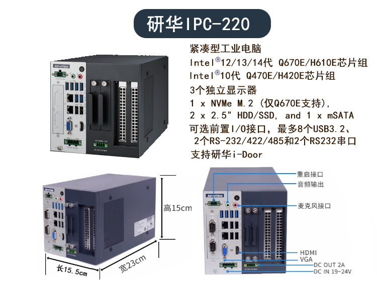 IPC-240/IPC-220紧凑型迷你嵌入主机第12/13代